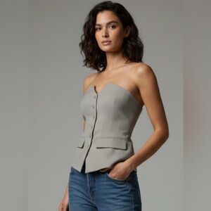 NWOT MEDUSA Brown-Grey Strapless Tailored Vest Top - Corset Style - Size Medium